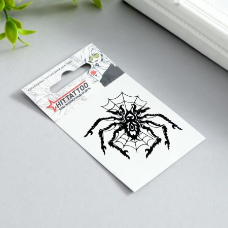 Tattoo on the body "Spider in the web" 5.3x6.3 cm-1