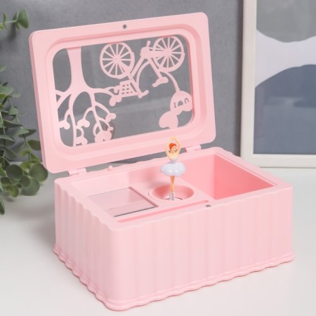 Musical Mechanical Bicycle Music Casket Pink 12.5x17.5x8 cm-3