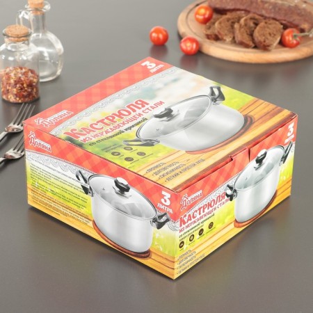 Stainless steel pan with a lid of the standard "Standard", 3 l, d = 20 cm-8