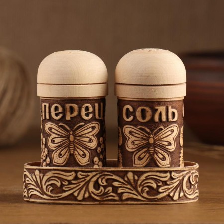 Set for spices "Moth" Sol-Peretz, 3Pr. Memorial 4.5x9cm, birch bark