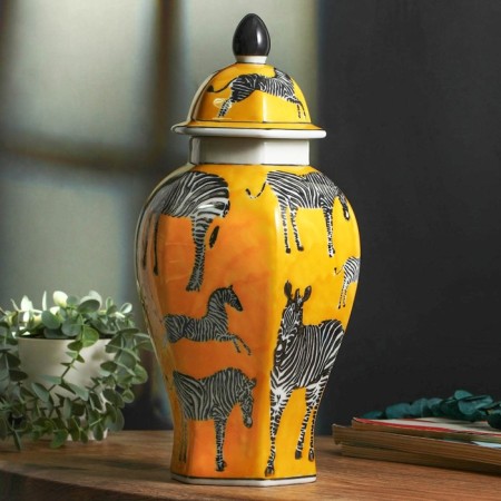 Vase for flowers with a zebra lid 15 x 15 x 35 cm-5