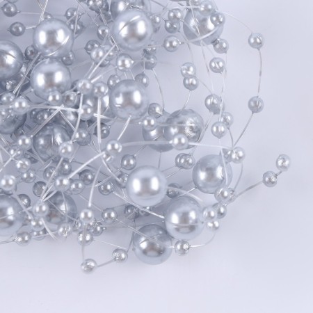Field for decor with beads, length - 4.8 m, silver color-1