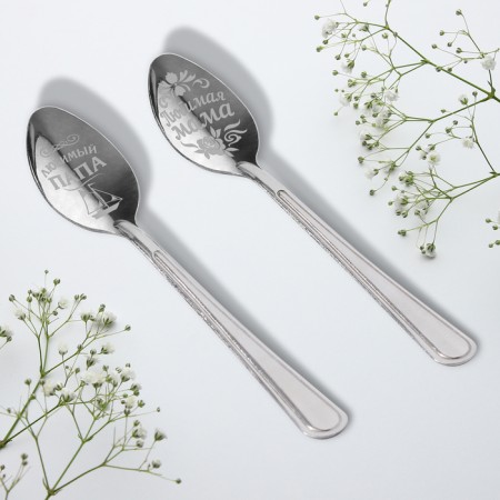 A set of spoons with an engraving “Mom and Dad”, 15.5 x 25.5 cm.-3