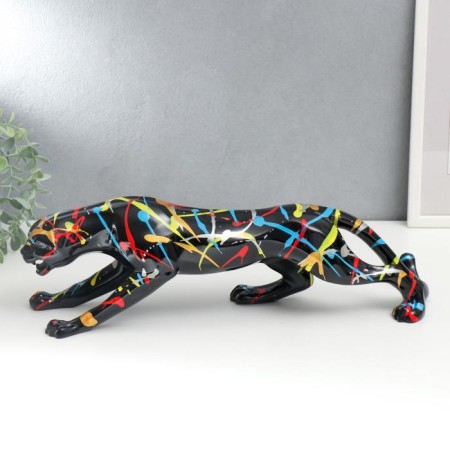 Polystone souvenir "Black Panther" black, spray of paint 13x13x45 cm-1