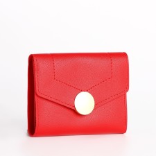 Women's wallet on the button, red color