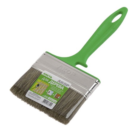 Brush flat "Akor", 100x12 mm, plastic pen, mixed stubble, for wood-1