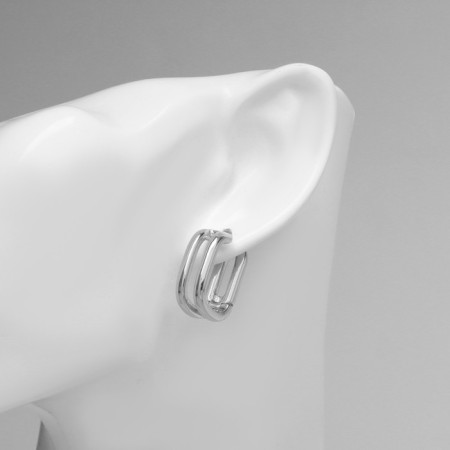Earrings Metal "Chord" parallel, silver color-2