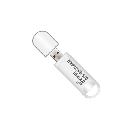 Flashka Exployd 570, 8 GB, USB2.0, Thu up to 15 MB/s, PLO up to 8 MB/s, white