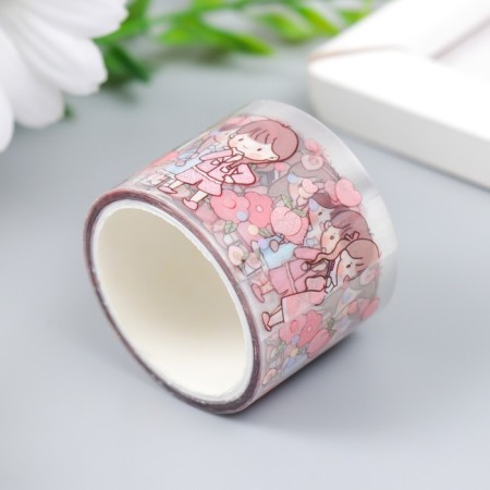 Adhesive tape plastic "Girls" set 4 pcs + bookmark width. 1.5/2/3 cm dl. 2 m 4xx4x10 cm-2
