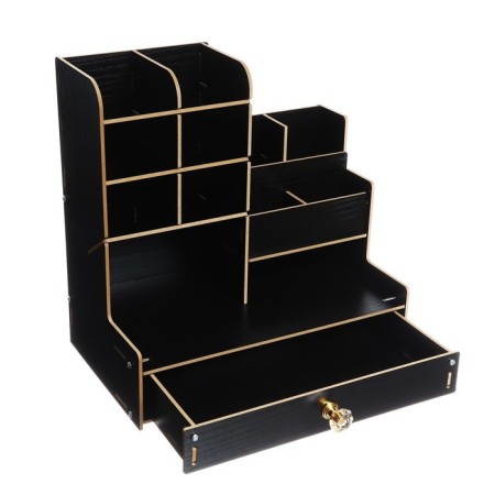 Organizer - Table Devente stand. Elrix 24.5 x 15 x 25.5 cm, MDF, black, cardboard box-4