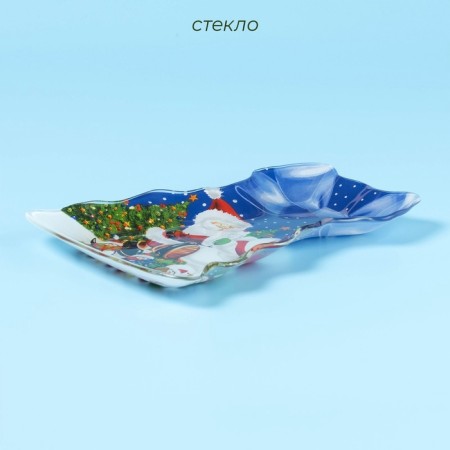 Serving glass share "Christmas tree with a bow. Feast ", 21 × 16 cm-1