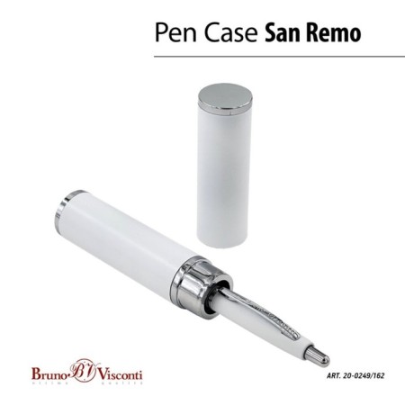 Automatic ball handle, 1.0 mm, BrunovisConti San Remo, blue rod, white metal case Soft Touch, in a tube-1