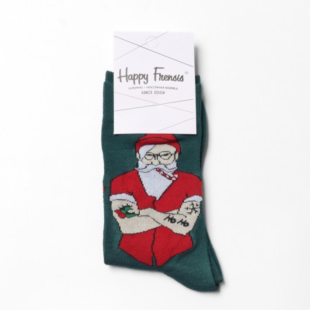 Male socks "Santa Claus with tattoo", jade color, size 27-29-2