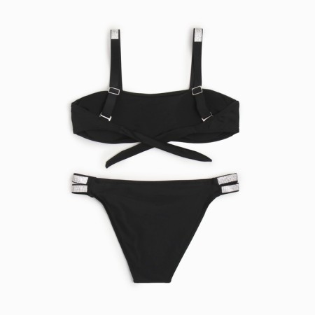 Separate Minaku swimsuit with rhinestones Black color, size 42-11