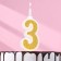 Candle for Cake "Super Blood", 10.4 cm, number "3", gold sparkle