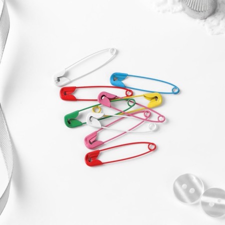 English pins, 37 mm, 10 pcs, colorful color-1