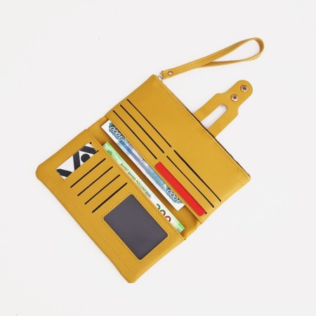 Women's wallet on the button, yellow color-2