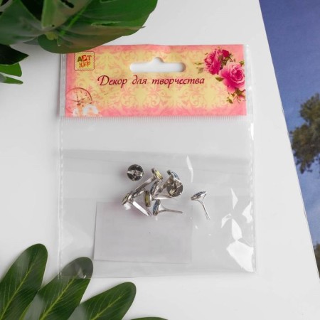 Brads for scrapbooking "Strazinki" set 10 pcs mix 1.4x0.8x0.8 cm-3