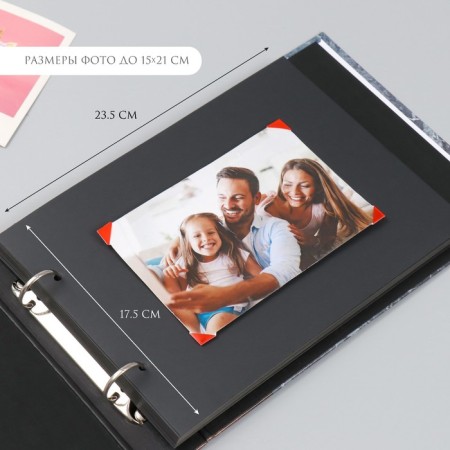 Photo album 25 sheets (stickers+rings) "Texture wood and stone" 19x27x3 cm-7