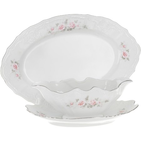 Dining Service 6/25 BERNADOTTE, decor "Pale roses, platinum layout", 25 items-2