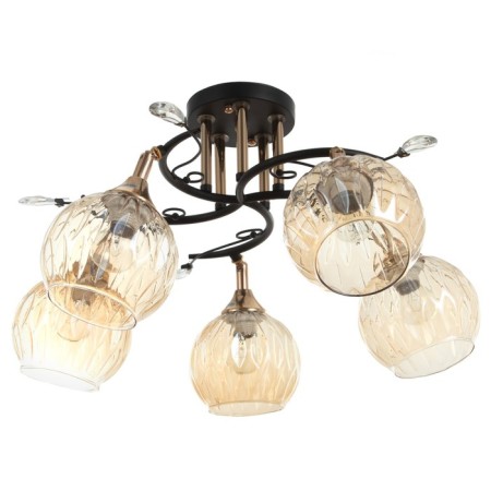 Chandelier N5008/5 bk+FGD black/gold 5x60W E27 60x60x24cm