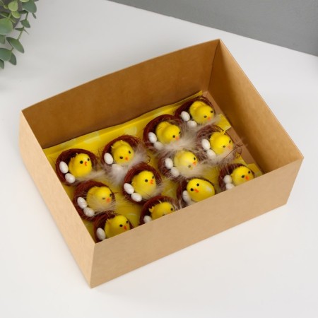 Easter souvenir "chicken in a nest with testicles" set of 12 pcs 4x5x5 cm-4