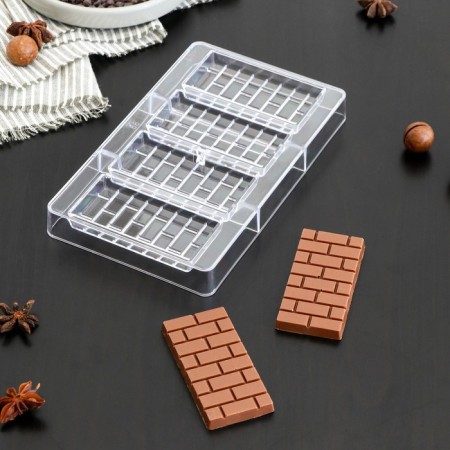 Form for chocolate and sweets "BRICS", 4 cells, 20 × 12 × 2.5 cm, cell 8.5 × 4.2 × 1 cm