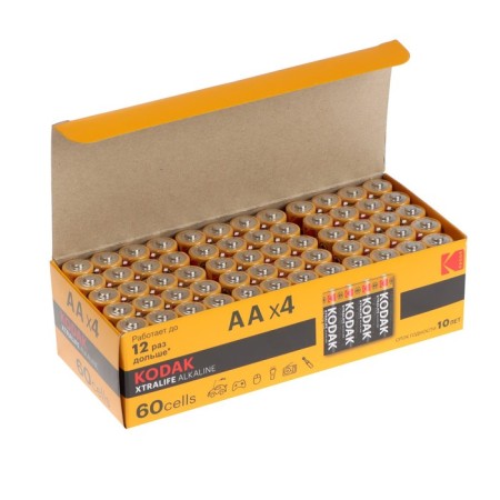 Battery Alkalin Kodak Xtralife, AA, LR6-60BOX, 1.5V, boxing, 60 pcs.