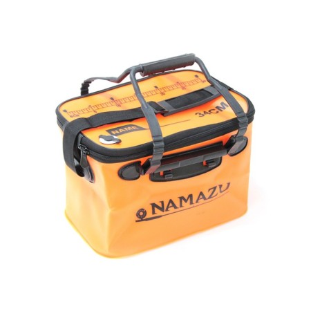 Bag-kan namazu is folding with 2 handles, size 34x22x21. PVC material, orange color
