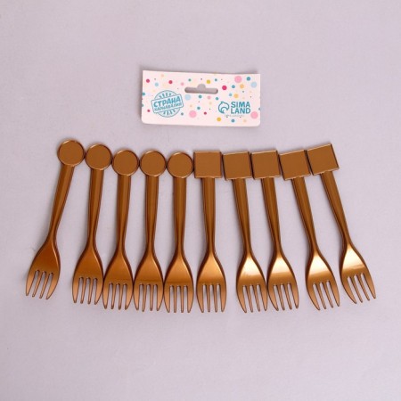 Plastic forks, 10 pcs., Gold color-1