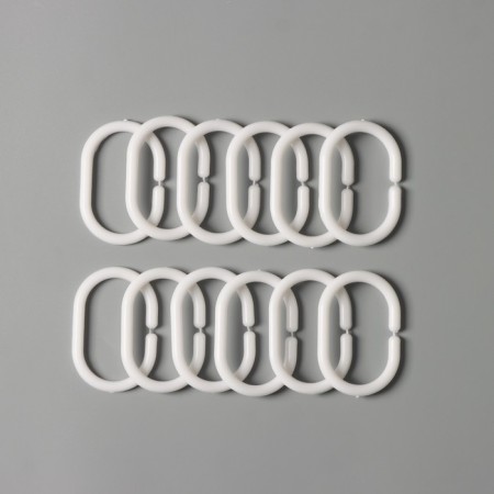 A set of rings for curtains in the bathroom, plastic, 12 pcs, white color-1