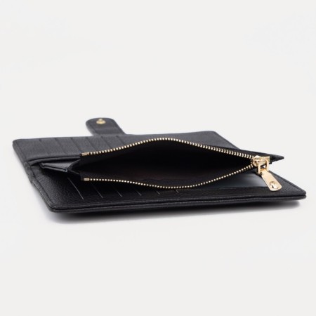 Women's wallet on the button, black color-4
