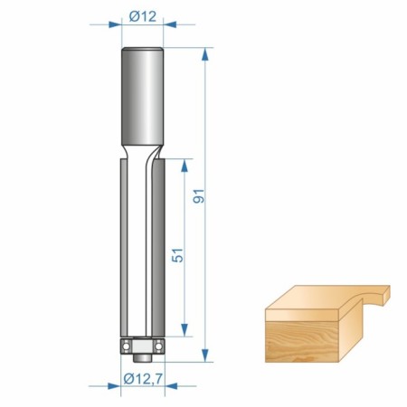 Clesteric Enkor Prof 46166, straight, on wood, d = 12 mm, 12.7 x 51 mm-3