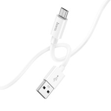 Hoco X87, MicroUSB - USB, 2.4 A, 1 m, silicone braid, white