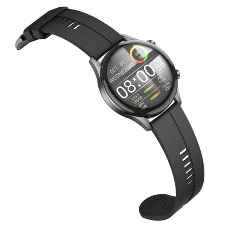 Smart hours Hoco Y7, 1.32 ", 360x360, IP68, BT5.0, 330 mAh, alarm clock, stepomer, black-3