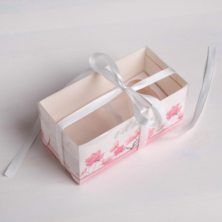 Capcake box, confectionery packaging, 2 cells "With love for you", 16 x 8 x 7.5 cm-2
