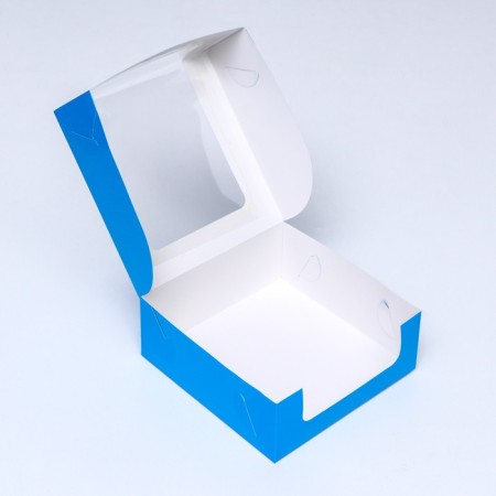 Confectionery packaging with a window, blue, 18 x 18 x 7 cm-3
