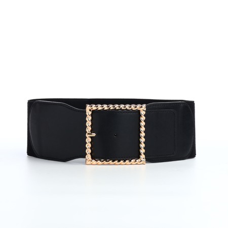Women's belt, width 7.5 cm, black color-3