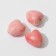 Ceramic beads “heart” 12 mm, (set of 3 pcs.), Pink color