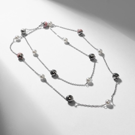Beads "beads" tenderness, color silver 90 cm