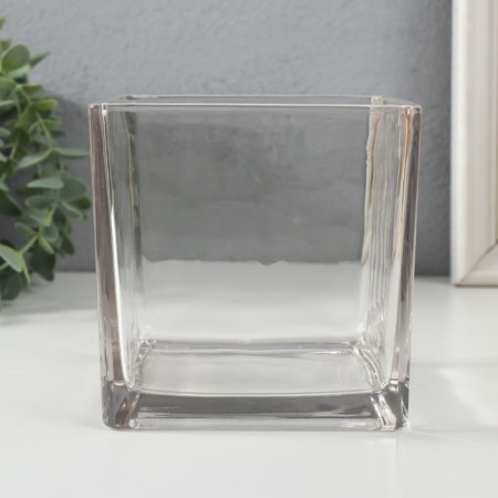 Glass of glass per 1 candle "Square" transparent 12x12x12 cm-2