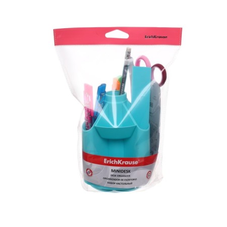 A desk of a desktop on a rotating stand of 5 items, Erichkrause Mini Desk, Pastel Mint, plastic, mint-5