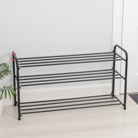 Shoe stand, 3 tiers, 87 × 30 × 48 cm, black color