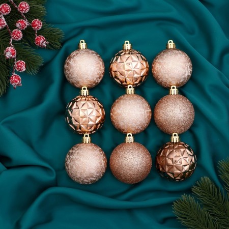 Set of balls plastic 9 pcs "Isabelle" asteroid, gold