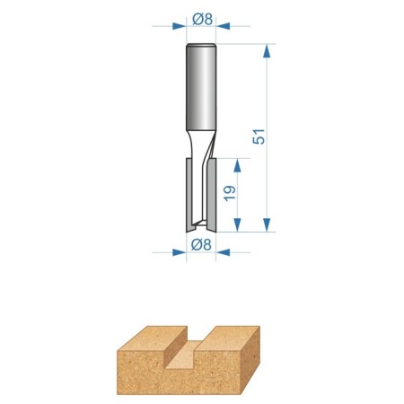Frases PARE ENKOR Expert 28008, straight, according to chipboard, d = 8 mm, 8 x 19 mm-3