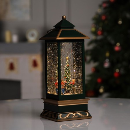 LED figure "Lantern with a Christmas tree" 10.5 × 26 × 10.5 cm, plastic, AAX3 batteries (not in the kit), USB, glow warm white