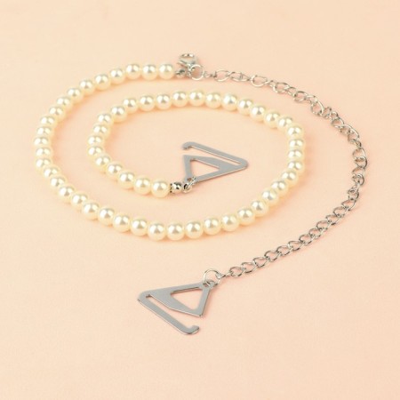 Wraps decorative with pearls, metal fittings, 5 mm, 45 cm, steam, white color-3