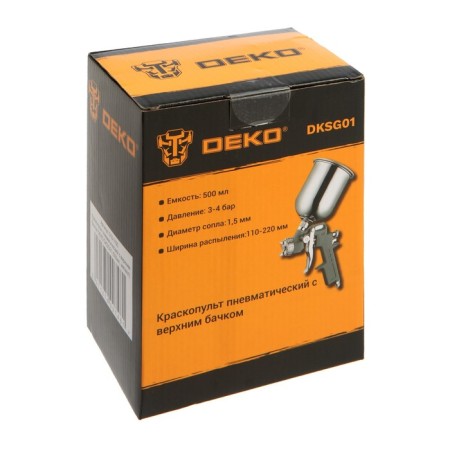 Pneumatic spray gun with the upper tank DEKO DKSG01, Metal, 500 ml-4
