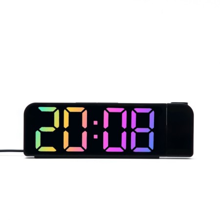Clock - Electronic desk an alarm clock with a projection on the ceiling, thermometer, calendar, USB-2