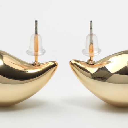 Earrings plastic "drop" curved van, color gold-3